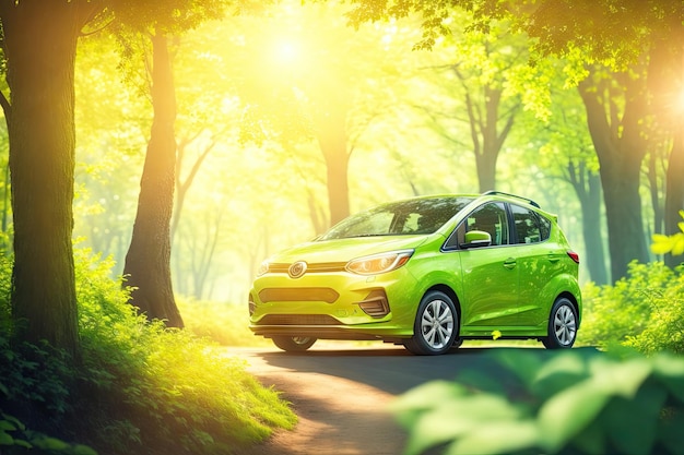 Автомобиль EV или электромобиль Экологически чистая концепция устойчивой энергии