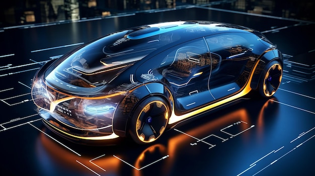 EV car technology for the future3D rendering