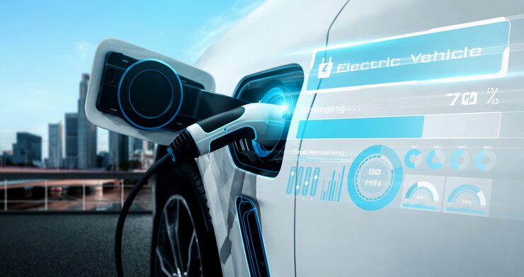 대체 녹색 에너지 개념의 전기 자동차용 EV 충전소