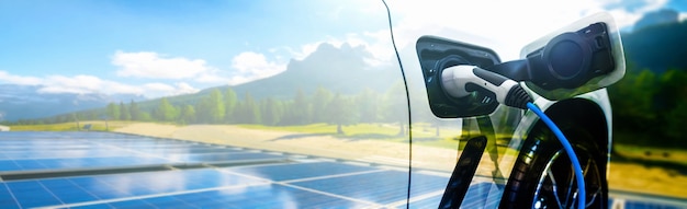 Stazione di ricarica ev per auto elettriche nel concetto di energia verde ed eco power