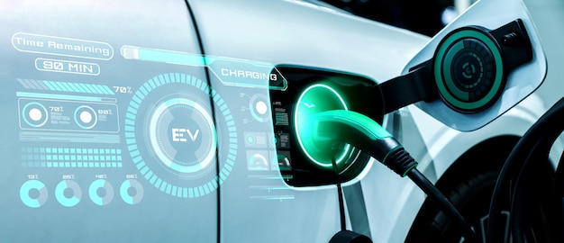 Фото Зарядная станция для электромобилей в концепции альтернативной зеленой энергии