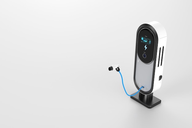 EV charging stations or electric vehicle recharging station with graphic display