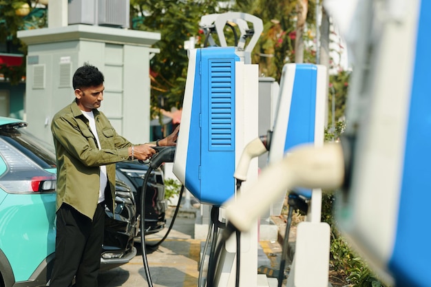 Ev driver at charging point