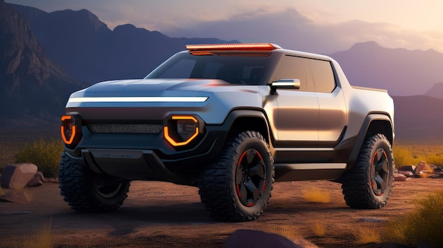 Foto ev pickup truck concept herdefinieert automotive design fusie van technologie duurzaamheid ev auto