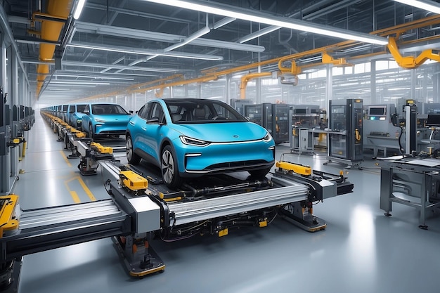 EV Production Line on Advanced Automated Smart Factory High Performance Electric Car