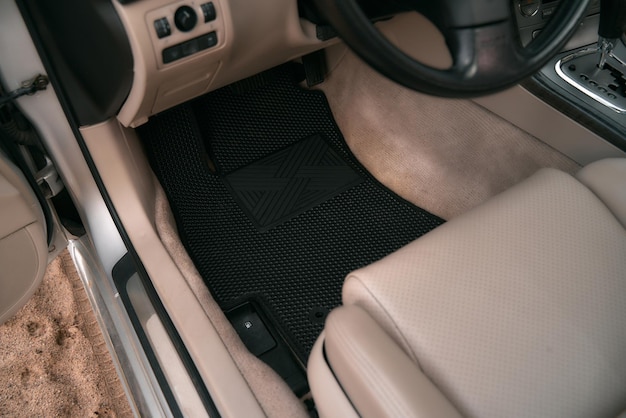 Eva floor mats car mats close up macro graphite gray black floor mat to protect the vehicle interior