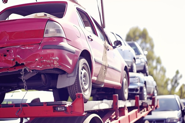 Photo evacuation of broken cars towing cars