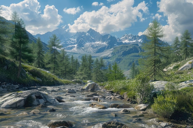 Photo evancon creek headwaters in ayas valley aosta valley