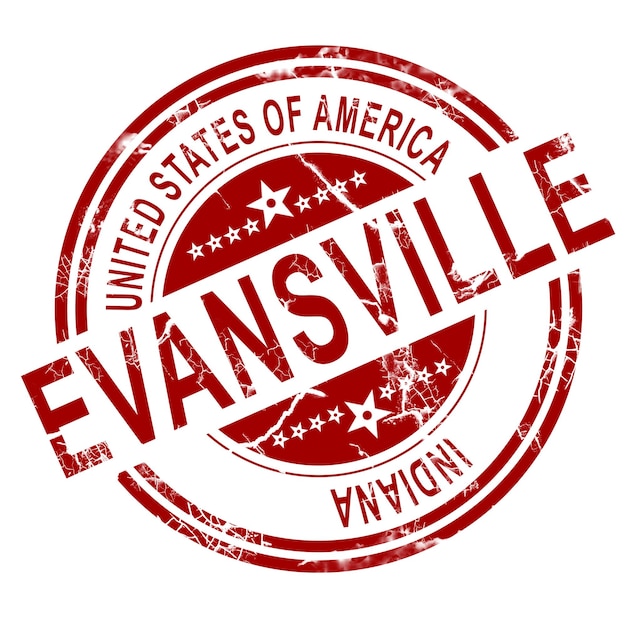 Evansville stamp with white background