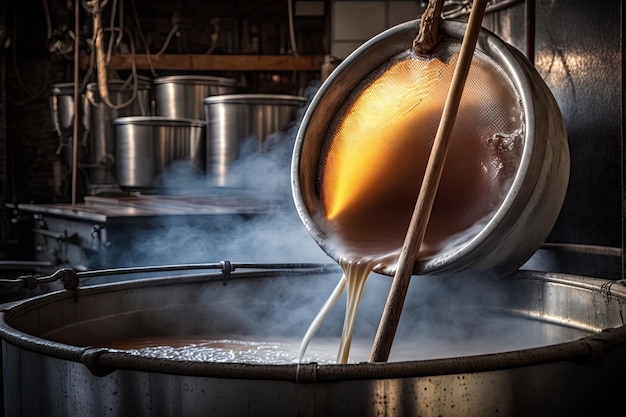 Evaporator boiling down sap into sweet syrup for pancakes created with generative ai