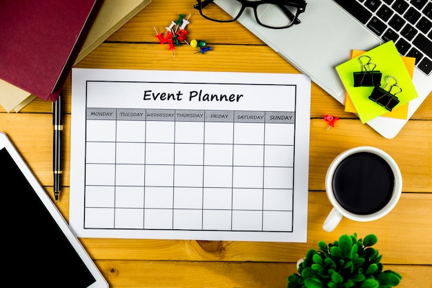 Foto evenementenplan maandelijks zaken doen of activiteiten uitvoeren.