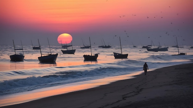 Evening by seaside