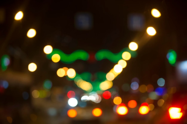 Evening city in Rosfocus with yellow bokeh lights