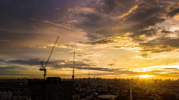 Evening cloudscape in city, Colorful sunset