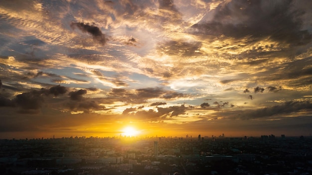 Evening cloudscape in city Colorful sunset