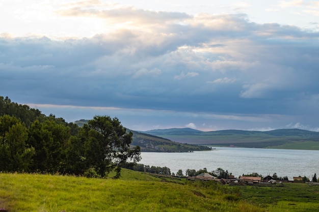 Evening on Lake Bolshoye Russia Siberia Krasnoyarsk Territory