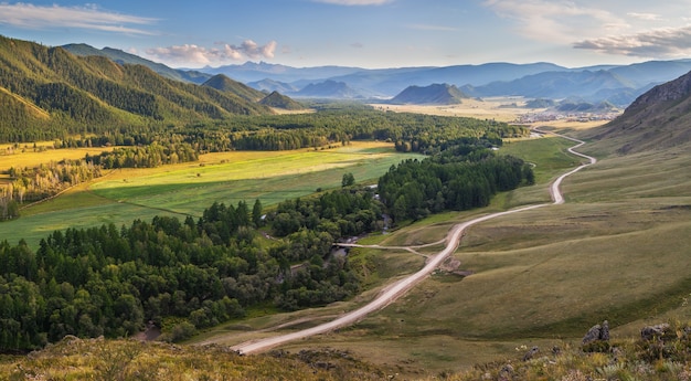 Evening light in a picturesque valley, Altai mountains