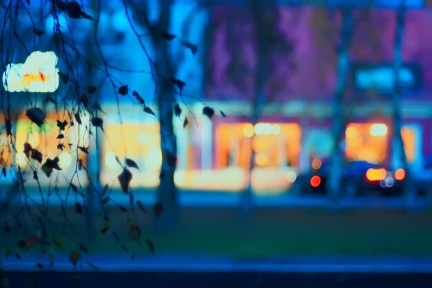 evening lights blurred background bokeh autumn, abstract city background, autumn