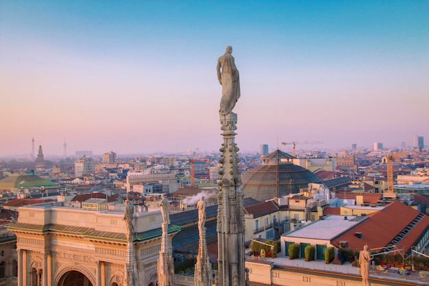 Evening Milan, view of the city from the terrace of the Duomo.