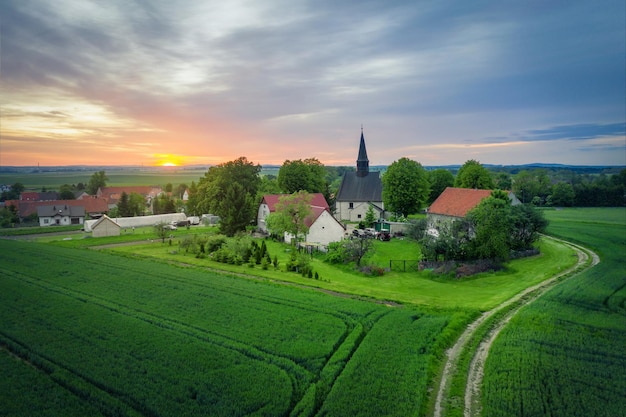 Evening in polish village Lower Silesia