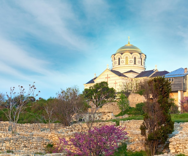 Evening Saint Volodymyr St Vladimir's Cathedral church Chersonesos ancient town Sevastopol Crimea Ukraine
