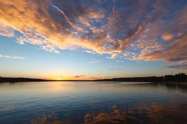 Evening scene on river