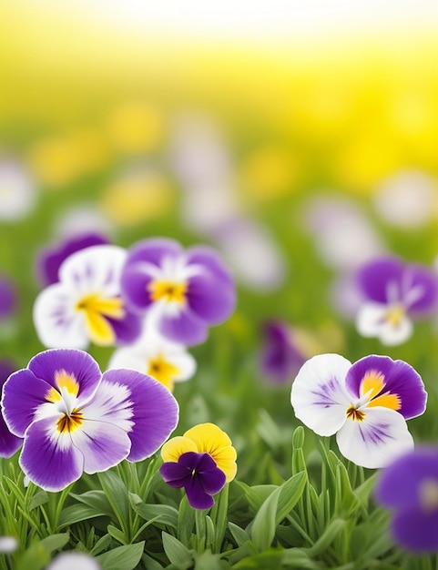 Evening shoot of spring daisy flowers in the field