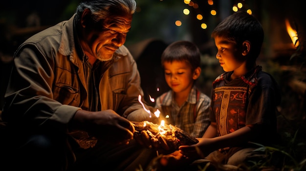 Evening Storytelling By The Elders Of A Brazilian