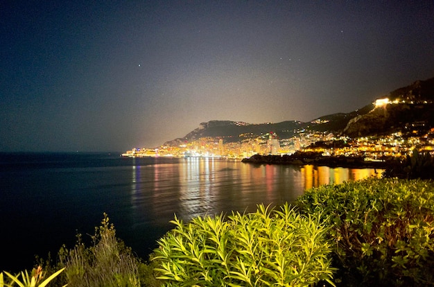 Evening summer sea coast Mediterranean see Cote dAzur Provence Monaco view