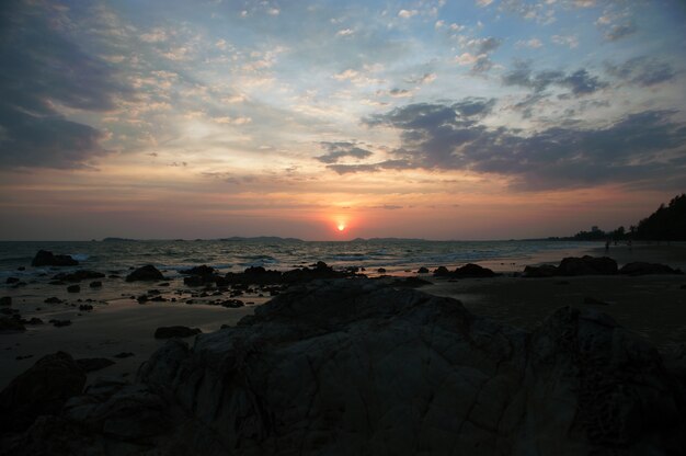 海辺の夕日。