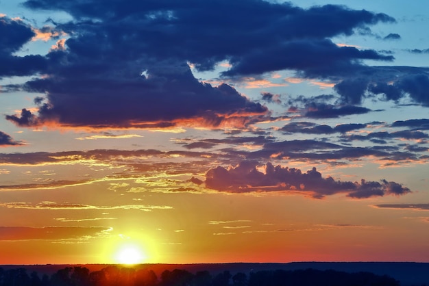 Evening sunset with vivid clouds