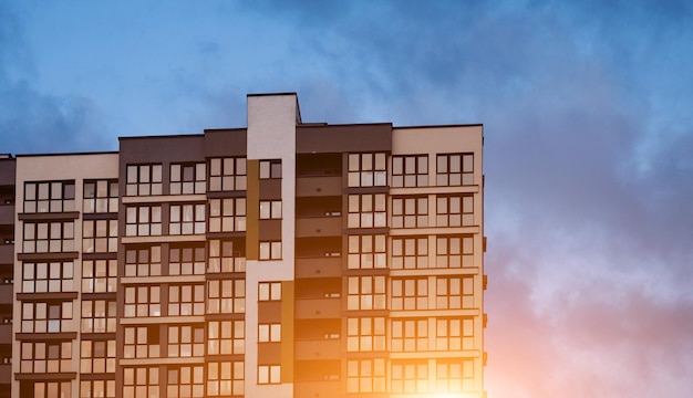 Evening twilight over apartment houses