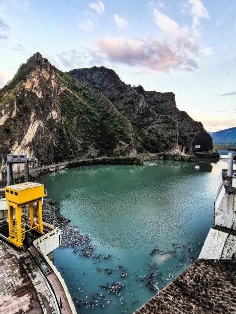 Evening view of the Gunibskaya HPP in Dagestan Russia June 2021