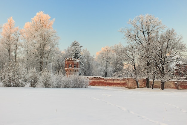 Evening view of the tower and the wall Fedorov town