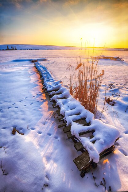 Photo evening winter landscape