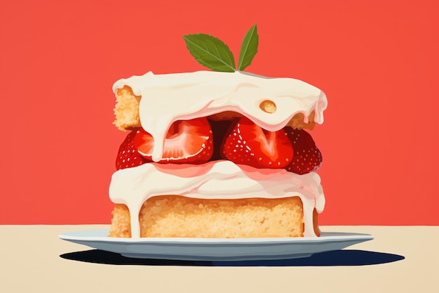 Иллюстрация к торту с десертом на годовщину события Иллюстрация сцены с счастливым днем рождения