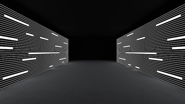 사진 비어 있는 현대적인 공간과 전면 뷰 배경 3d 렌더링이 있는 이벤트 전시 홀 배경