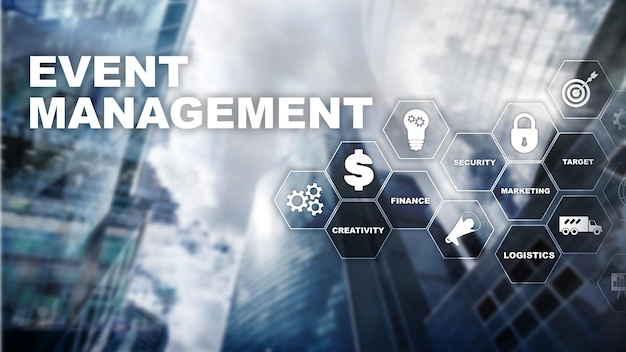 Event management Concept Event management flowchart Event management gerelateerde items Gemengde media business