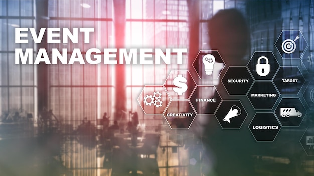 event management concept event management flowchart event management related items mixed media business