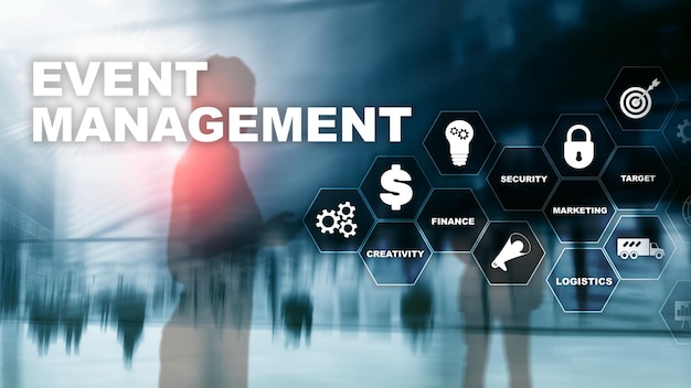 Event management Concept Event management flowchart Event management related items Mixed media business