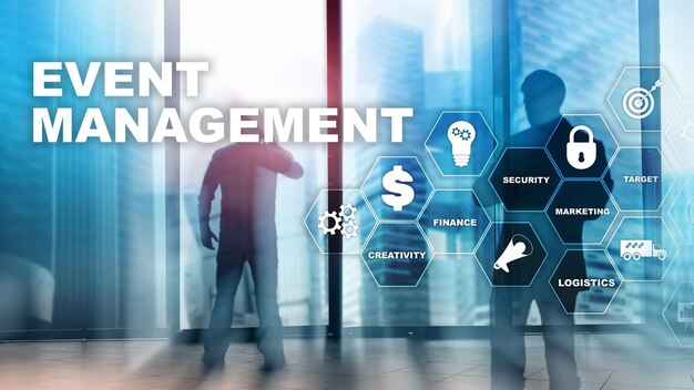 event management concept event management flowchart event management related items mixed media business