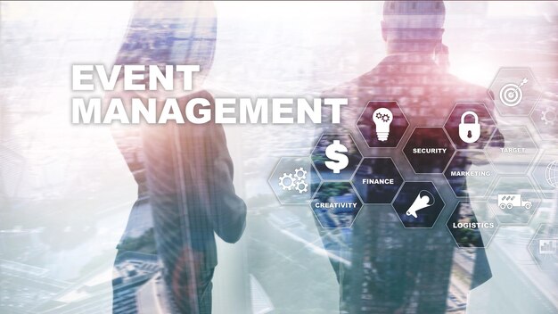 event management concept event management flowchart event management related items mixed media business