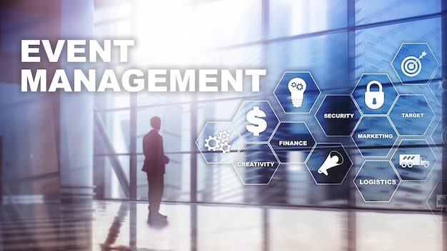 Event management Concept Event management flowchart Event management related items Mixed media business