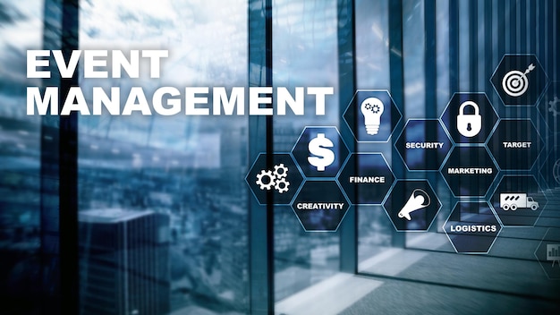 event management concept event management flowchart event management related items mixed media business