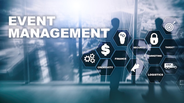 Event management Concept Event management flowchart Event management related items Mixed media business