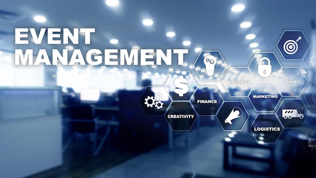Event management Concept Event management flowchart Event management related items Mixed media business
