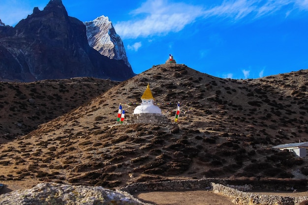 Everest Base Camp Trek, Himalayagebergte gezien vanaf Dengboche, Solukhumbu, Nepal