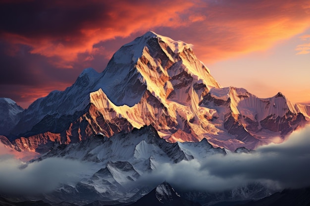 Photo everest and mountains of tibet