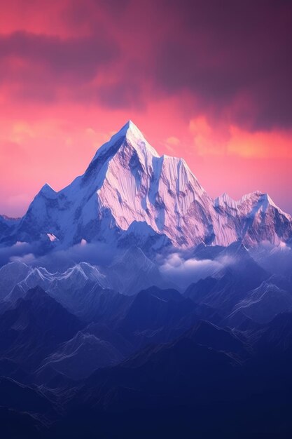 Photo everest and mountains of tibet