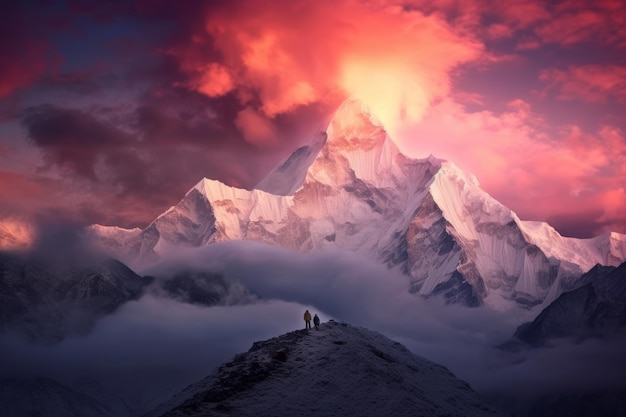 Photo everest and mountains of tibet